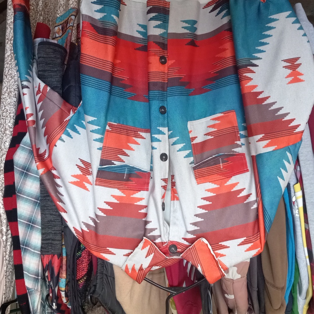 Aztec print shacket